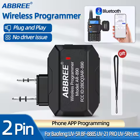 ABBREE Bluetooth Wireless Programmer for Walkie Talkie Plug &amp; Play No Driver Issue Phone Type-C for UV5R BF888S Quansheng UVK5