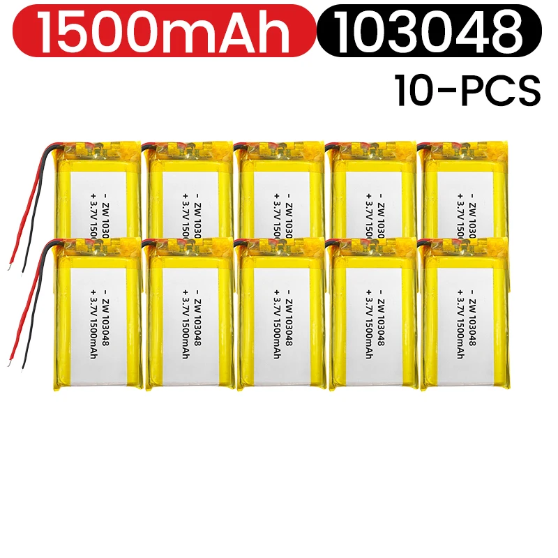103048 3.7V 1500mAh Battery Lipo Polymer Lithium Ion Rechargeable Batteries +PCB Protection Board PH2.0 XH2.54 Optional Interfac