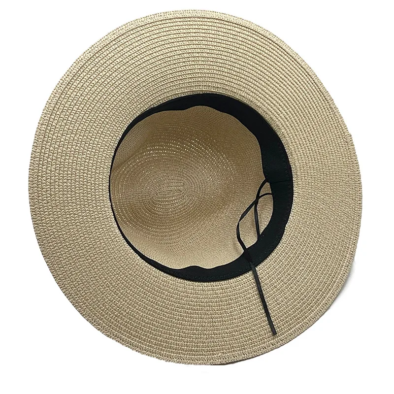 2022 New Panama Hard Top Shaped Straw Hat Summer Women/Men Wide Brim Beach Sun Cap UV Protection Fedora Hat Wedding Hat