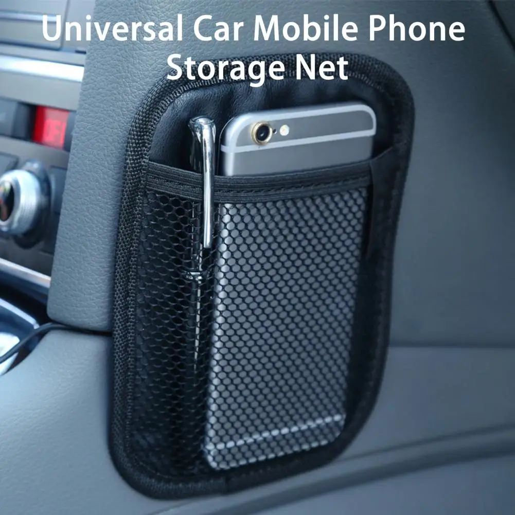 Car Mobile Phone Storage Net Universal Oxford Fabric Car Storage Net Bag Automotive Pocket Multifunctional Useful Car Organizer