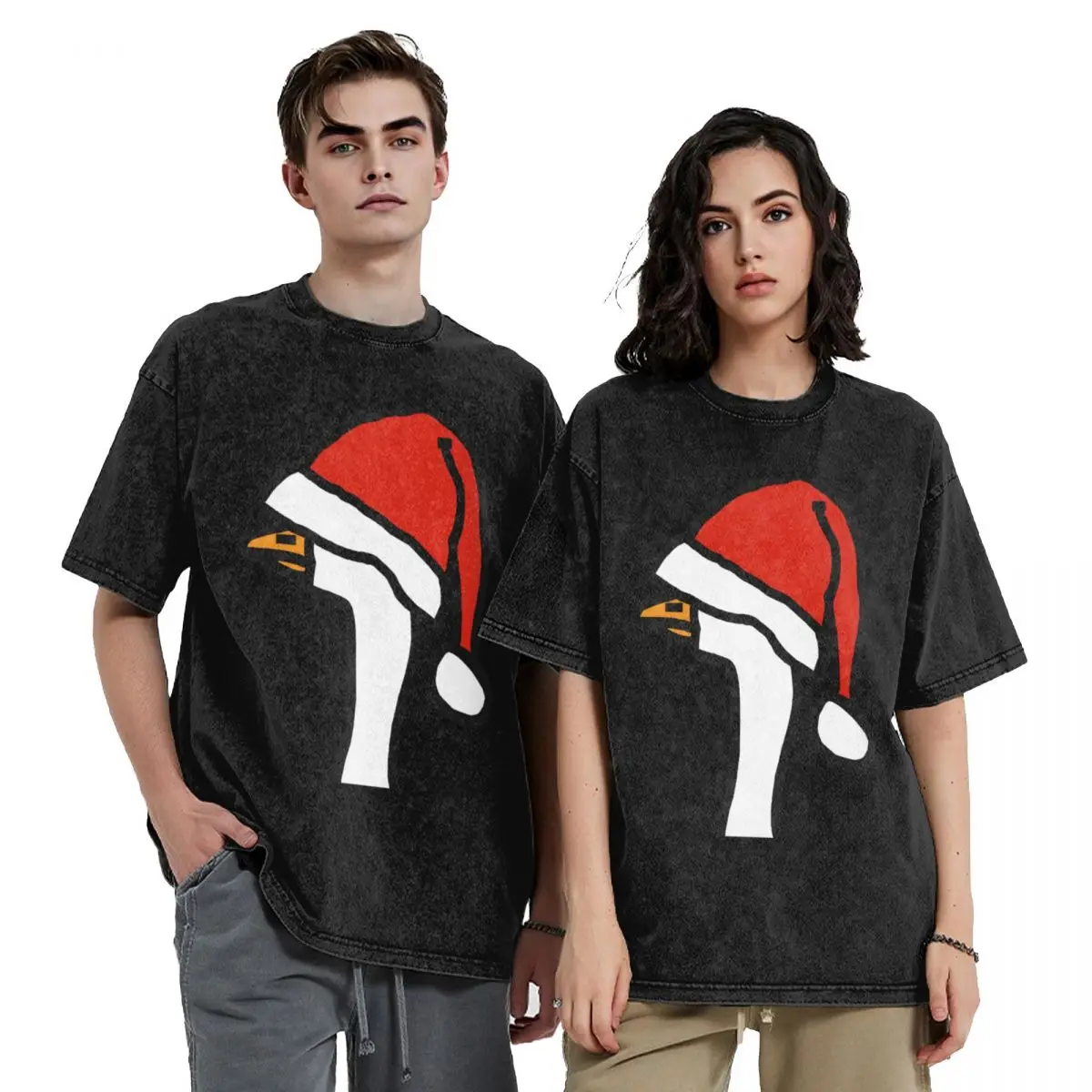 

Portrait of a Goose Wearing Stolen Santa Hat T-Shirt cute tops oversizeds shirts graphic T-shirts man mens clothes