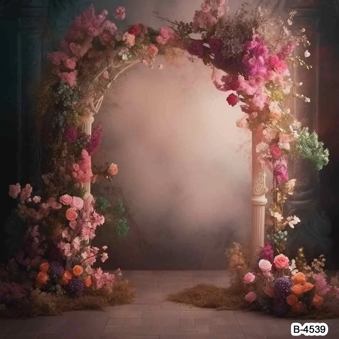 Wedding Flowers Circular Wreath Floral Bridal Shower Backdrops Photographic Portrait Love Birthday Backgrounds Banner Studio