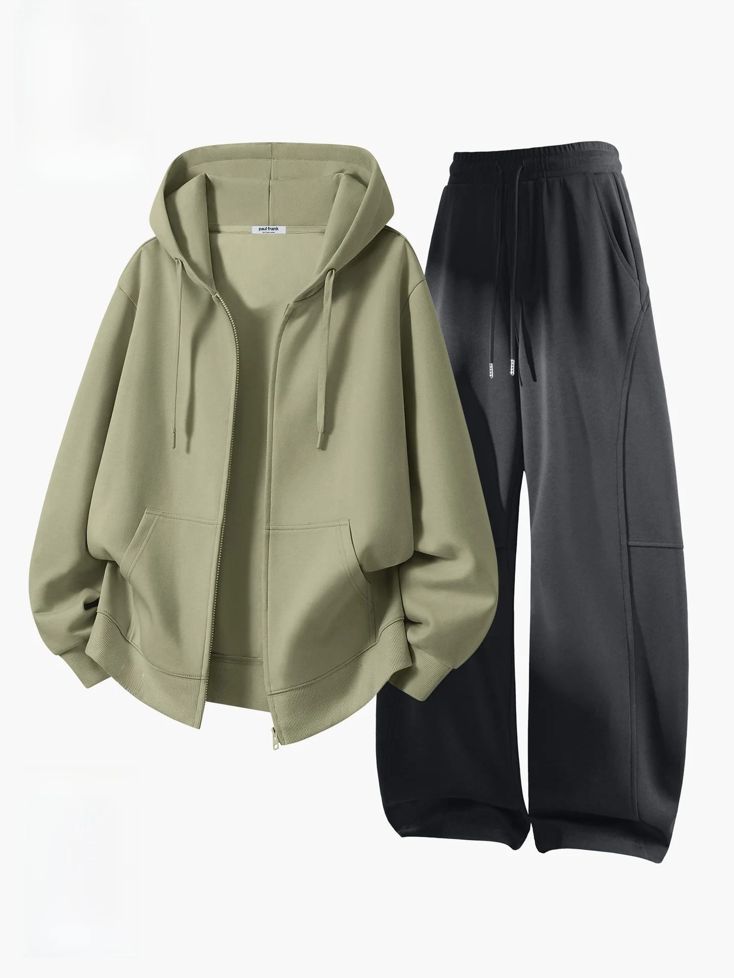 

Men's Casual Sportswear Sweatirt Pants Set Fce Lined Spring American Open Cardigan Jaet Long Sve