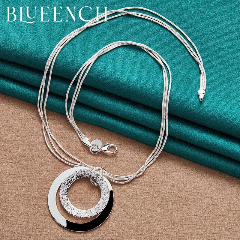 

Blueench 925 Sterling Silver Large Circle Ring Pendant Necklace for Women Proposal Wedding Party Fashion Jewelry