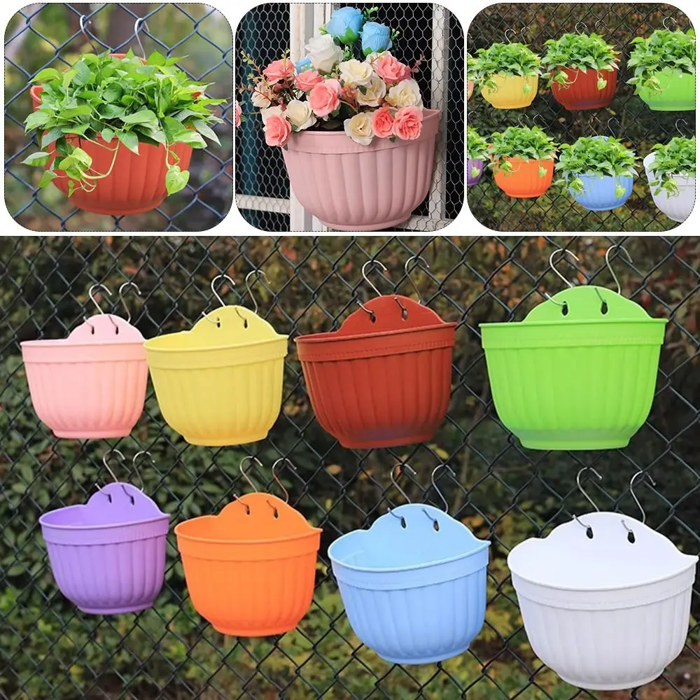Gift Wall Mounted Flower Pot Colorful DIY Resin Pot Semi-circular Plant Holder Home Garden