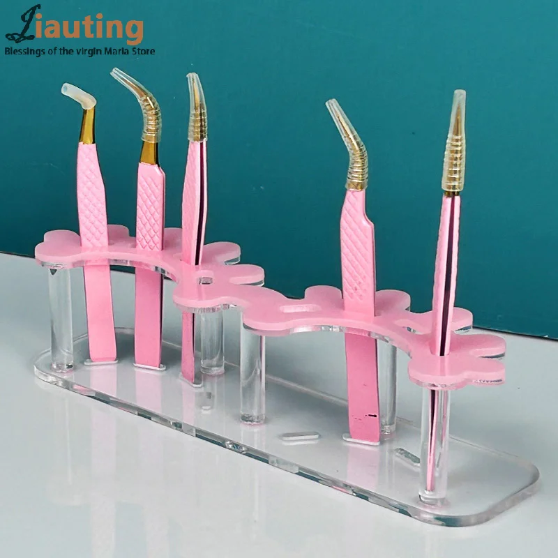 Acrylic Eyelash Tweezers Storage Holder Stand 8 Holes Convenient Tweezers Stand Shelf Hold Eyelash Extension Tattoo Makeup Tool