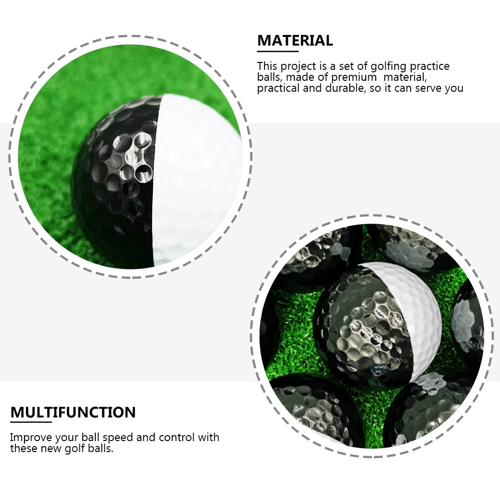 2 Pcs Golf Black and White Ball Practice Balls Training Sports Yellow Aids Golfing Outer Material: Synthetic Resin Travel