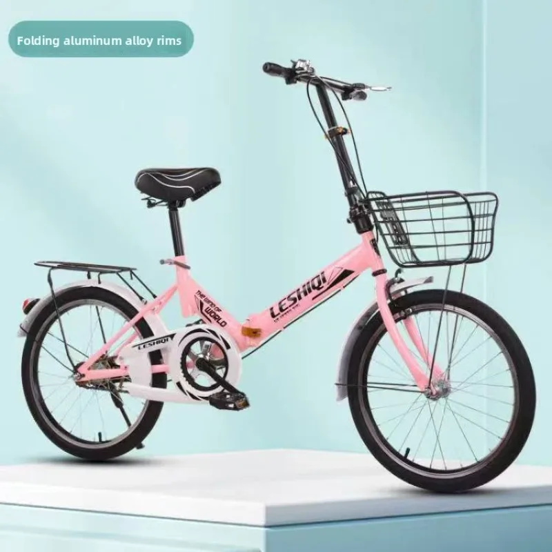 Folding Bicycle for Men and Women Super Lightweight and Shock-absorbing Mini Adult 20 Inch Adult Children Student Bike White view 4