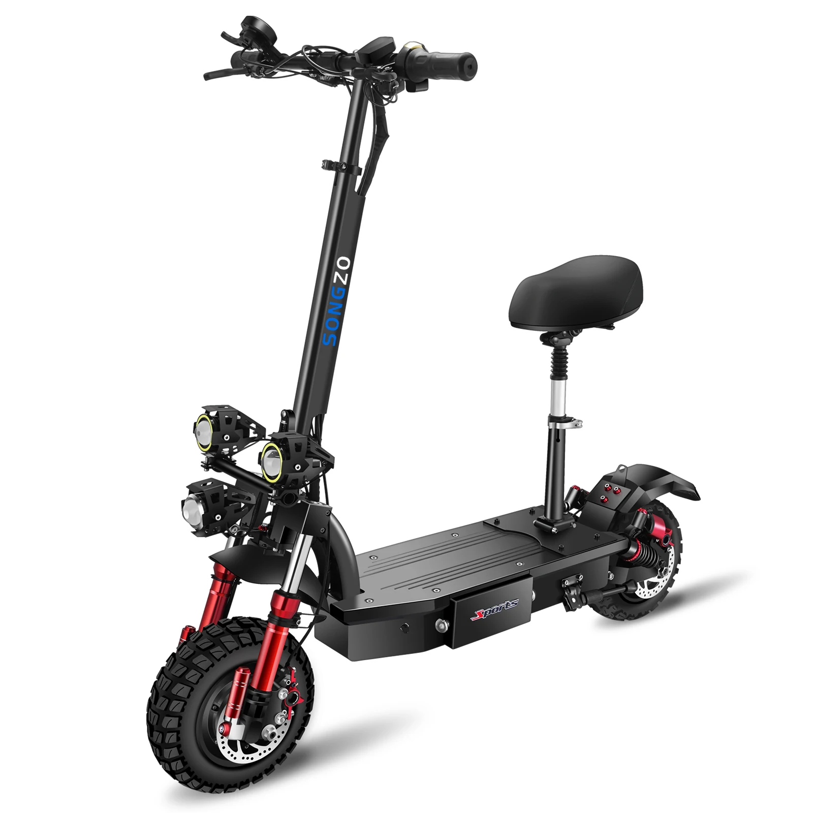 SONGZO  Electric Scooter 5600w 11 Inch Off-Road Electric Scooter 85km/H With 60v 30ah Lithium Battery With Seat