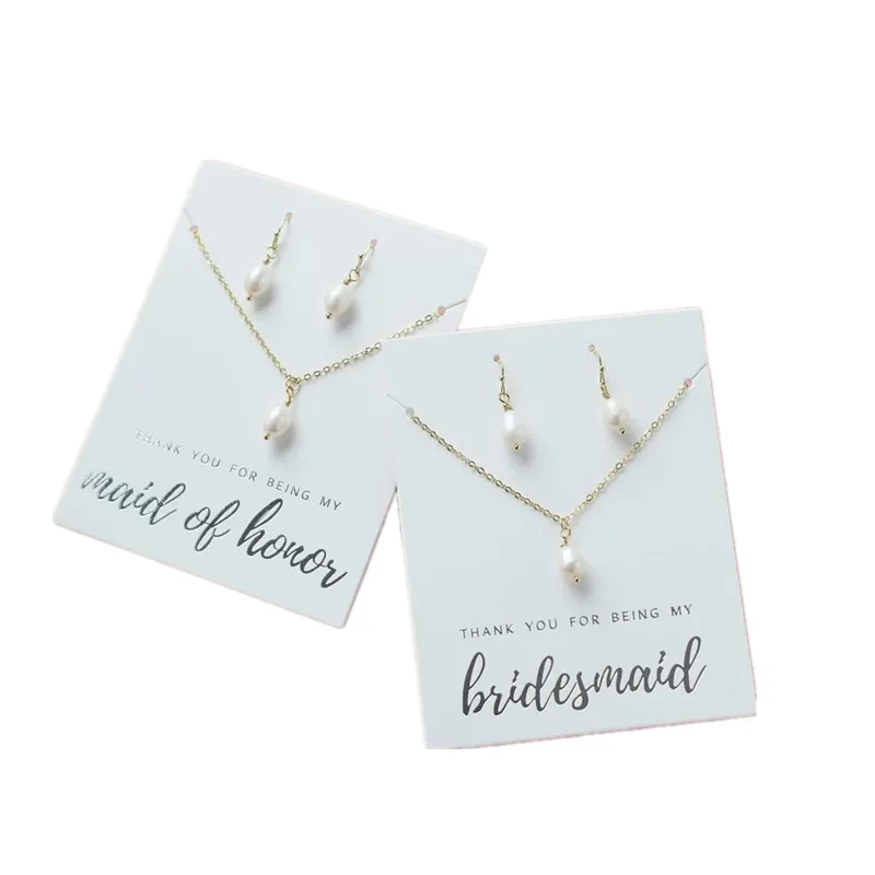 

Custom Simple Pearl Drop Wedding Bridesmaid Jewelry Set, Pearl Drop Jewelry Set Pearl Drop Maid of Honor Jewelry Set