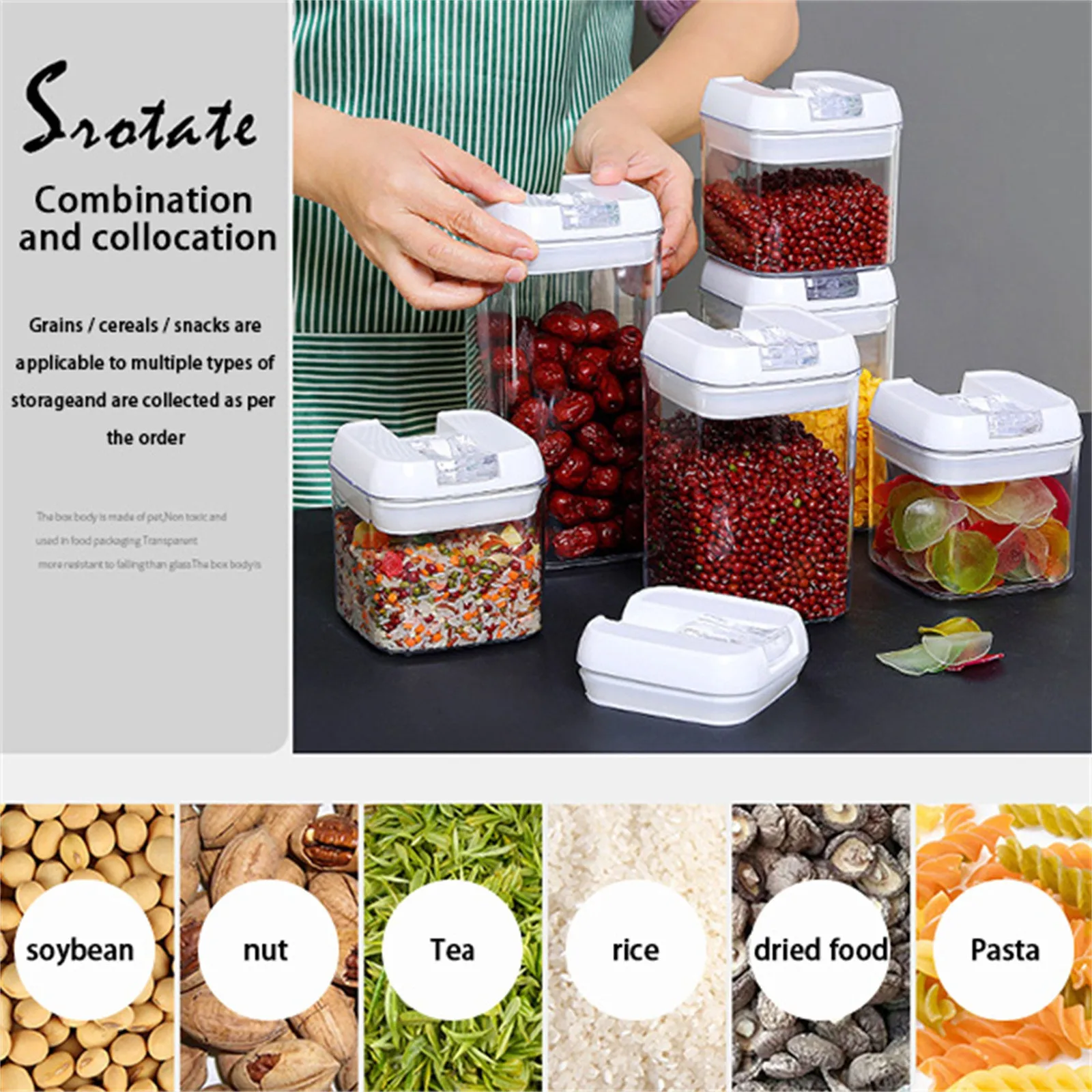 Plastic Food Storage Containers With 7PCS Airtight Kitchen Canisters For  Sugar Pantry Organization Labels And Marker Included