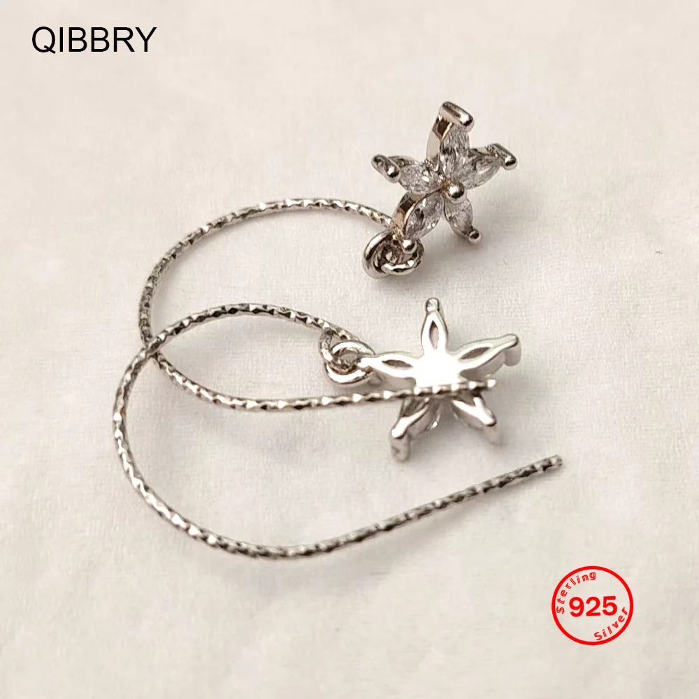 

Серьги-кольца с цветочным узором из стерлингового серебра 925 пробы с бирюзой и длинными кисточками для женщин, ручной работы, с кубическим цирконием, в форме капли воды, ювелирные изделия