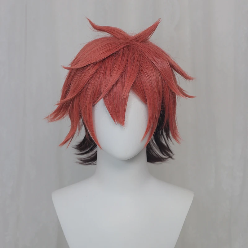 

UWOWO Ace Trappolaa Cosplay Wig Heartslabyul 30cm Brown Red Black Short Hair Halloween