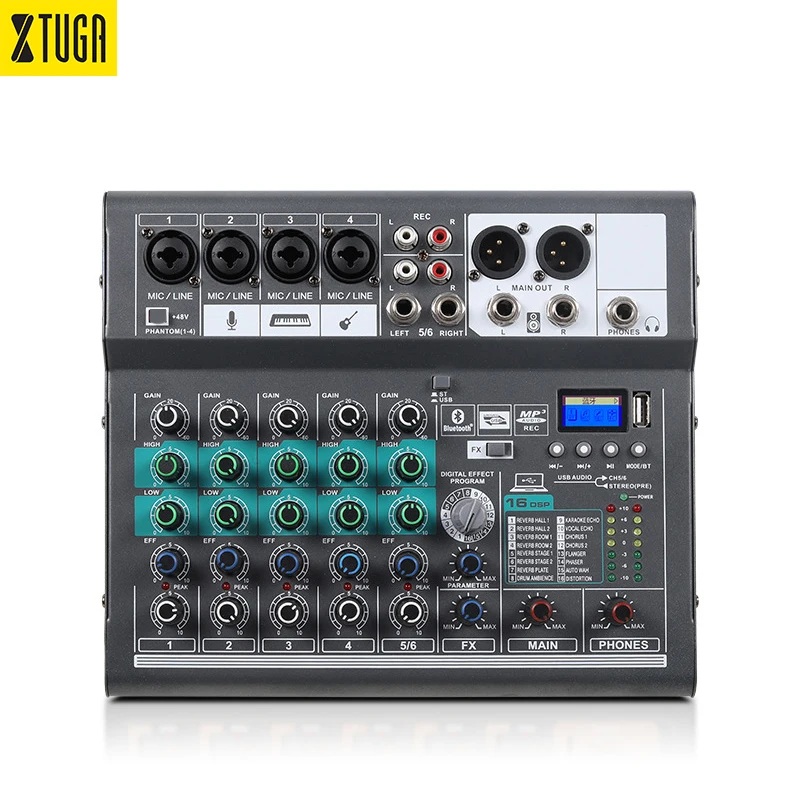 

Xtuga D06 Hot Selling 6 Channels USB 48V Mixer Audio Professional for Livestreaming