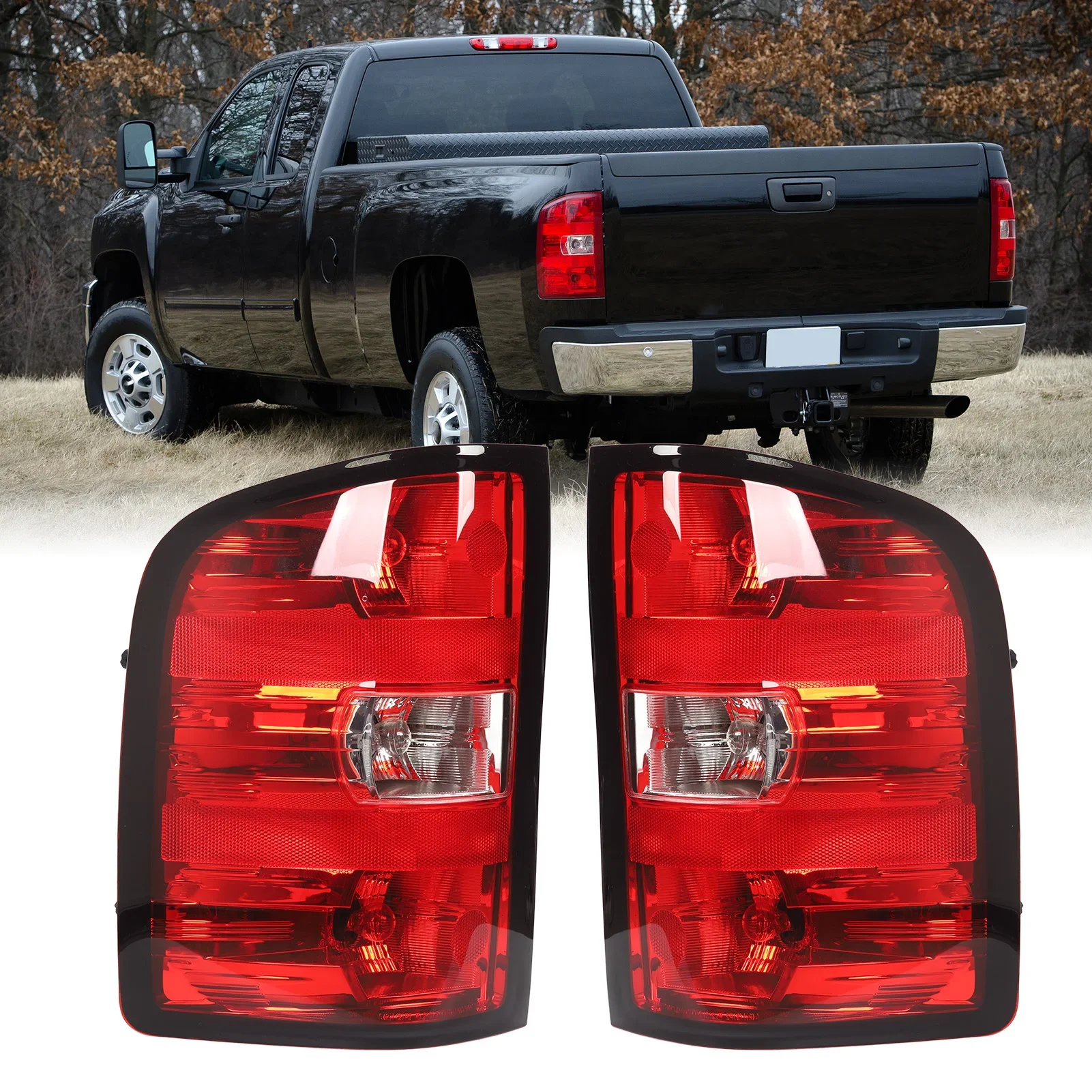 

For Chevrolet Silverado 1500 2500 3500 2007-2013 1 Pair LED Tail Light Rear Brake Turn Signals Reverse Running Lamp 25958482