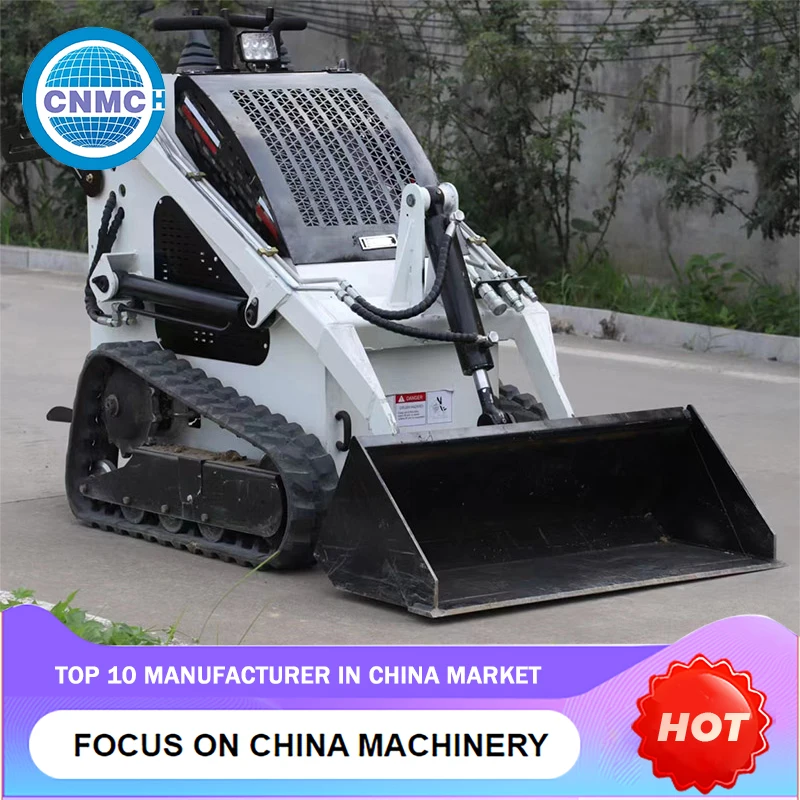 Трек-погрузчик Мини-погрузчики с бортовым поворотом Простой в эксплуатации погрузчик с бортовым поворотом с направляющими и кабиной для фермерского сада Компактный