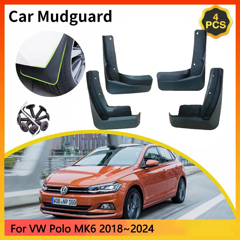 For Volkswagen VW Polo MK6 6th 6Gen AW BZ AE 2018~2024 2019 Car Mudguards Mudflap Mudguard Splash Guards Mud Flaps Fender Auto