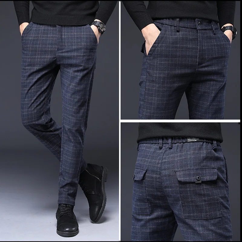 2023 Xiaomi YOUPIN Men's Cotton Linen Plaid Casual Trousers Spring And Summer Comfortable Breathable Slim Stretch Calf Pants