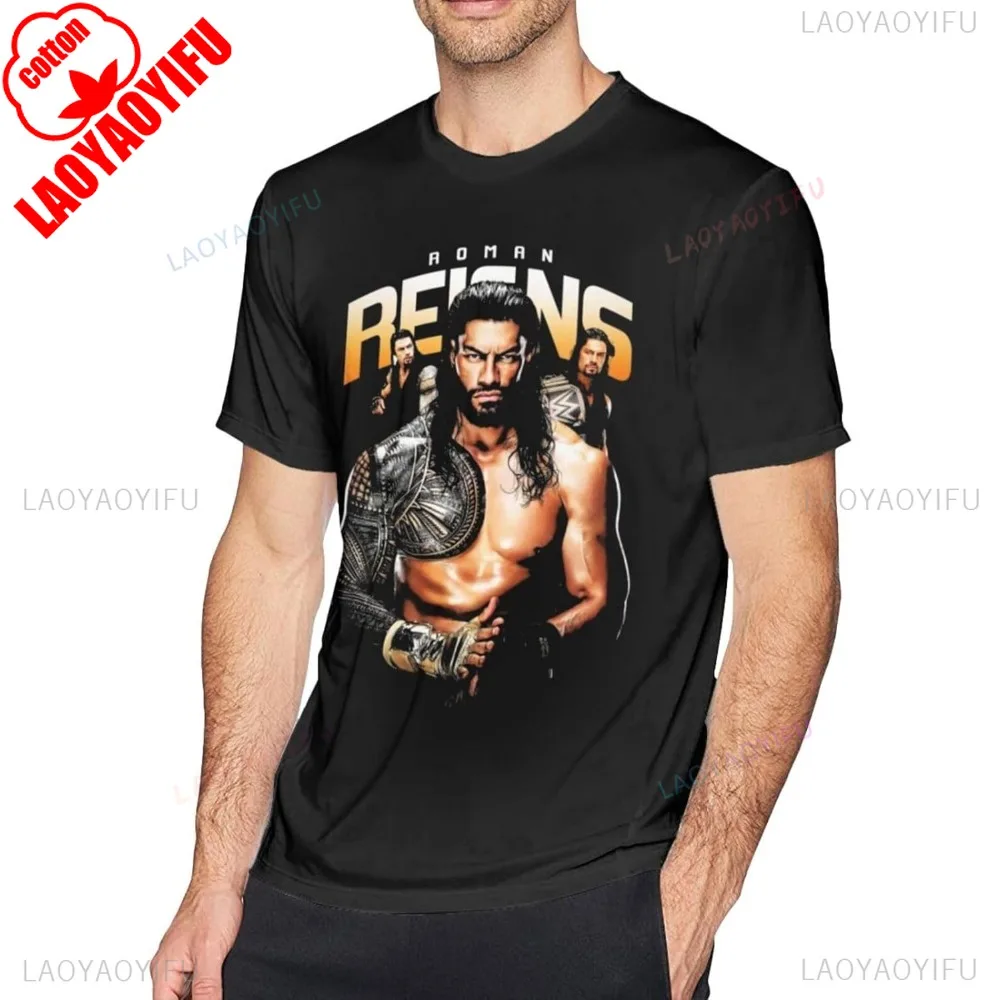 Roman Reigns Fashion Crewneck Cotton Short Sleeve for Men's T Shirt Casual Fashion Loose Harajuku Unisex Tshirt Hip Hop Y2k Tees