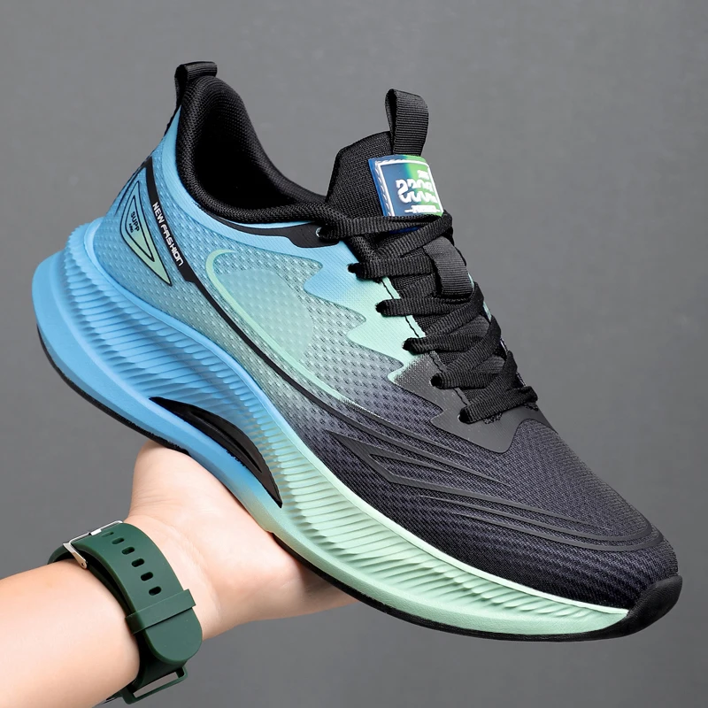 Heren herfst nieuwe collectie zwarte leren schoenen - ademende stijlvolle sneakers met dikke zool, casual en sportief, veelzijdig en lichtgewicht