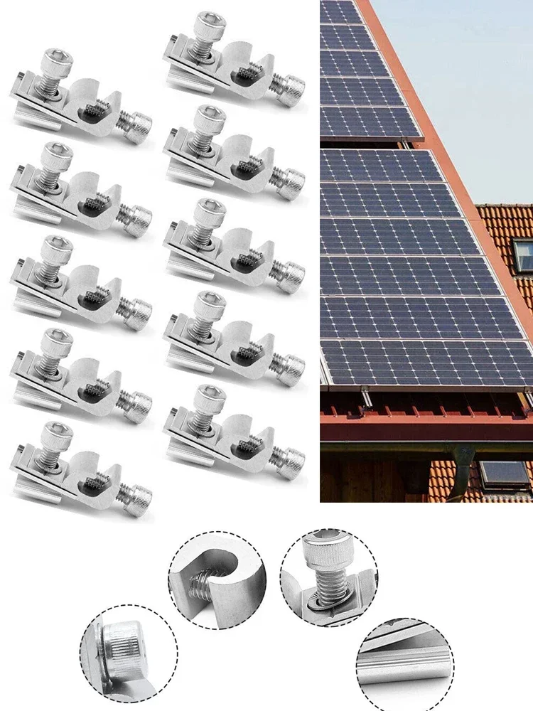 Painel solar montado clipe de aterramento sistema de montagem solar fotovoltaico terminal de aterramento clipe de aterramento padrão fivela suporte terminal