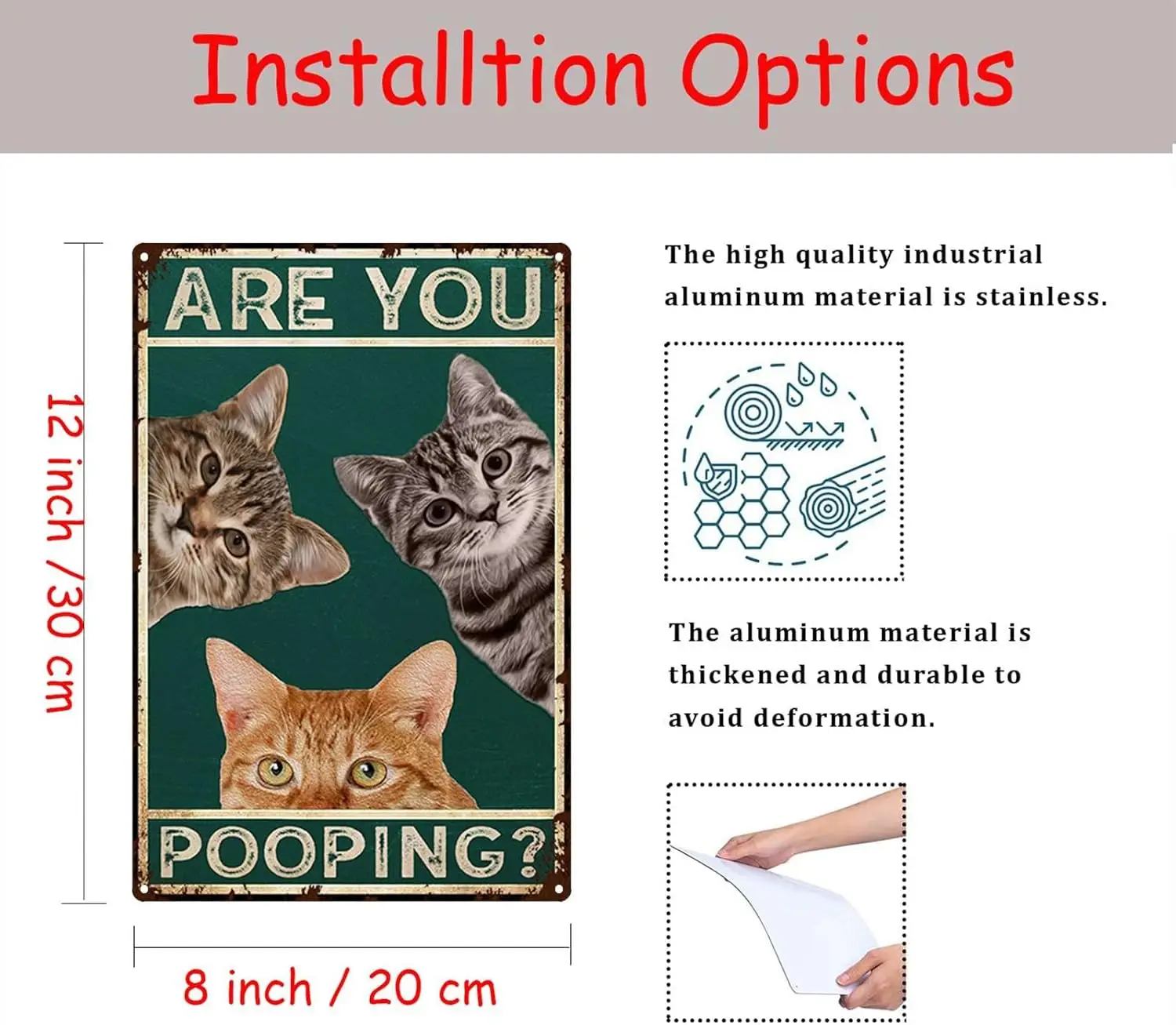 YLUYINOM Metal Tin Sign Funny Cat Are You Pooping Signs, Funny Tin Signs Bathroom Restroom Wall Toilet Decor 8X12 inch-Tin Paint