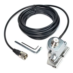 Mobile Radio Antenna Mount Base Clip Trunk Lid Hatchback Bracket with SO239 to PL-259 Connector 16.4Ft of RG-58 Coax Cable