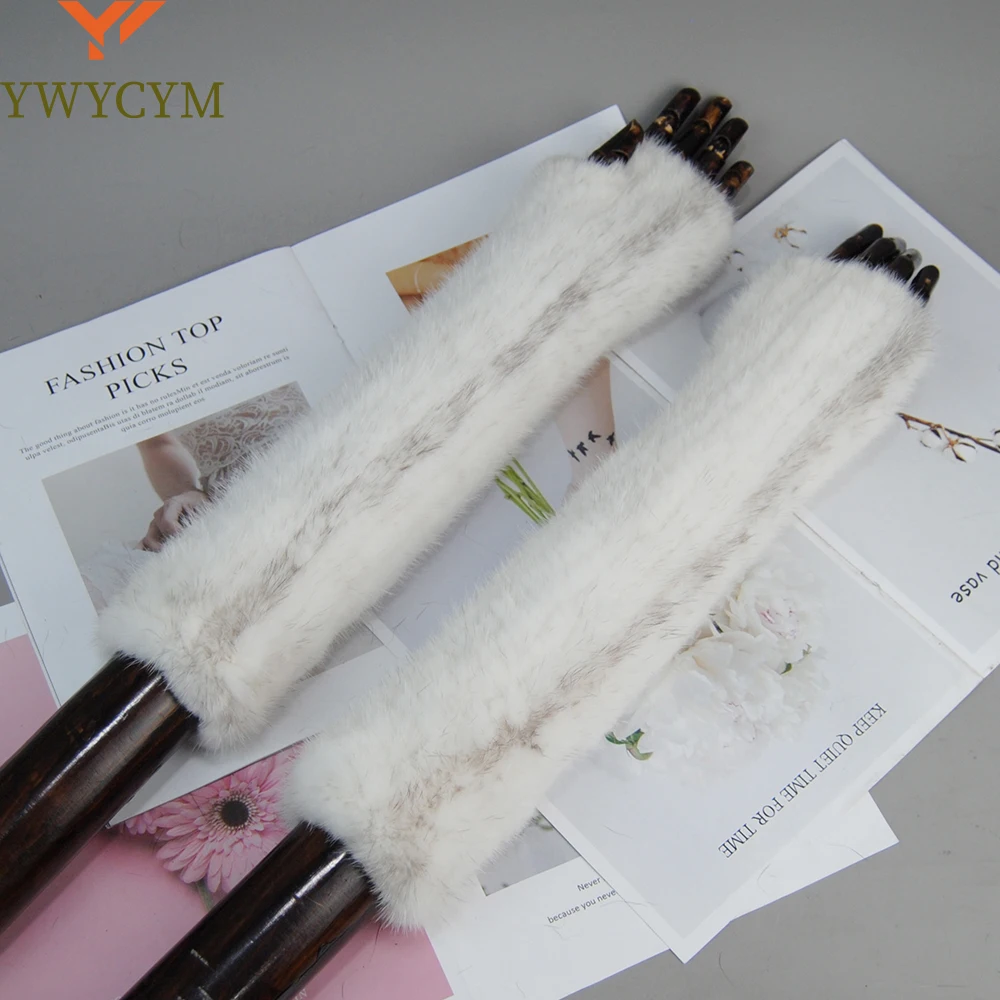 Naturan Mink Fur Gloves For Women Winter Warm Long Style Real Mink Fur Mittens Lady Knitted Quality Elastic Real Mink Fur Gloves