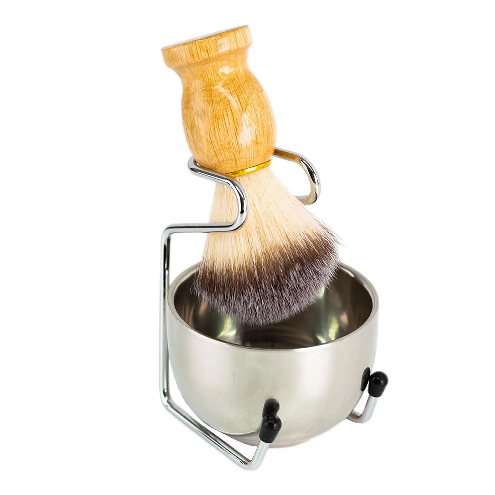 ชุดแปรงโกนหนวด 3 in 1 ชุดโกนหนวดเปียกด้ามไม้ Dia 82 มม. ชามสากล