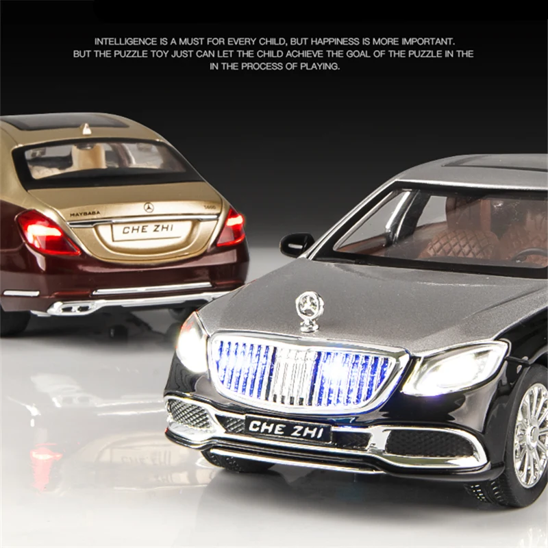 1:24 Maybach S600 S650 modello di auto in metallo in lega diecast veicoli giocattolo in metallo modello di auto alta simulazione suono e luce regalo