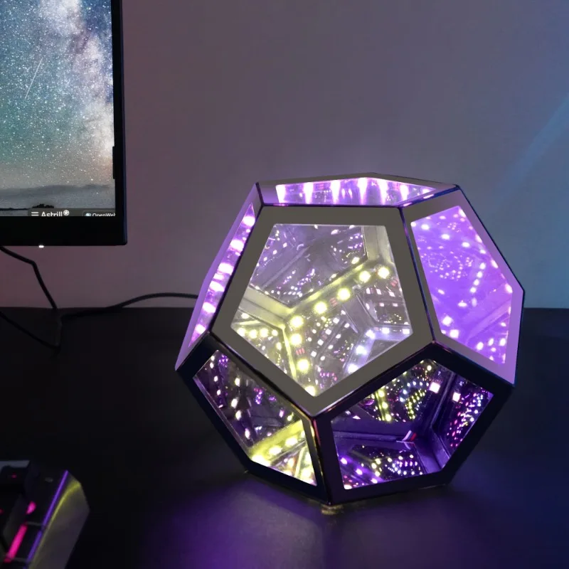 Imagem -02 - Creative Cool Unlimited Dodecahedron Night Light Cor Usb Arte Corporal Decoração para Casa Presente Ornamento Cama