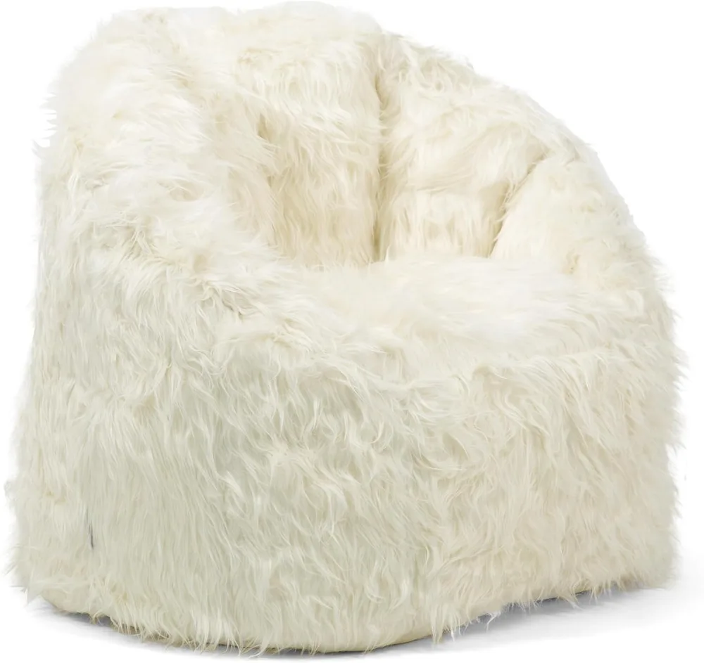 

Big Joe Bean Bag Chair Milano Bean Bag Chair, Ivory Shag Fur, Soft Faux Fur, 2.5 Feet Chairs for Bedroom