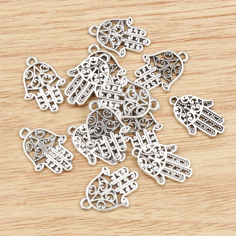 

15pcs Hamsa Palm Hand Charms Pendant 20x15mm Alloy Metal DIY Jewelry Making Accessories Findings for Earrings Necklace