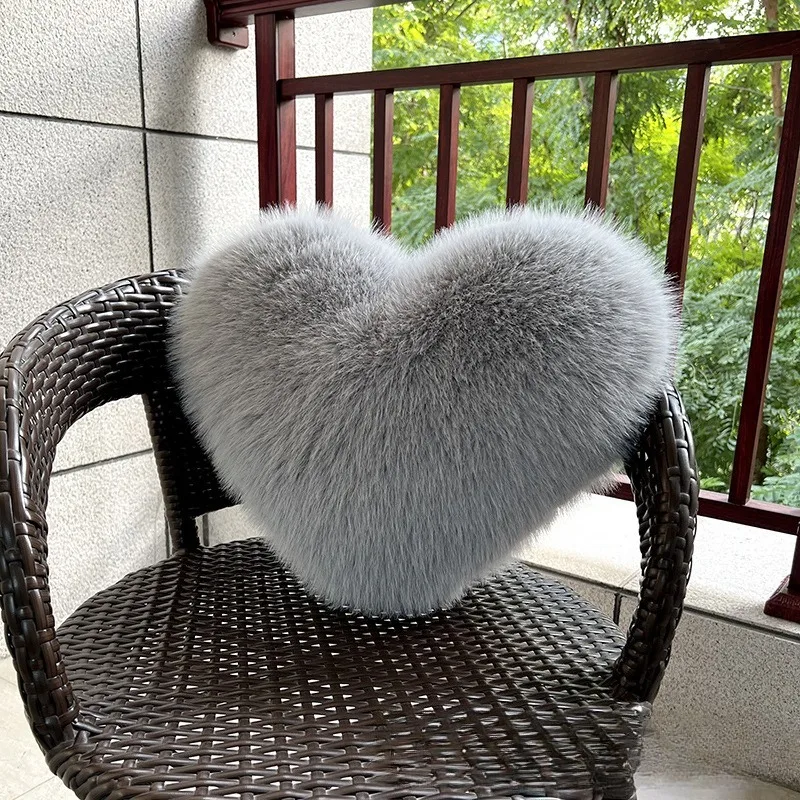 Cuscino a Forma di Cuore in Pelliccia Sintetica, Cuscino Lungo in Peluche per Divano, Regalo di Lusso per Matrimoni, Decorazione Romantica e Accogliente per la Casa