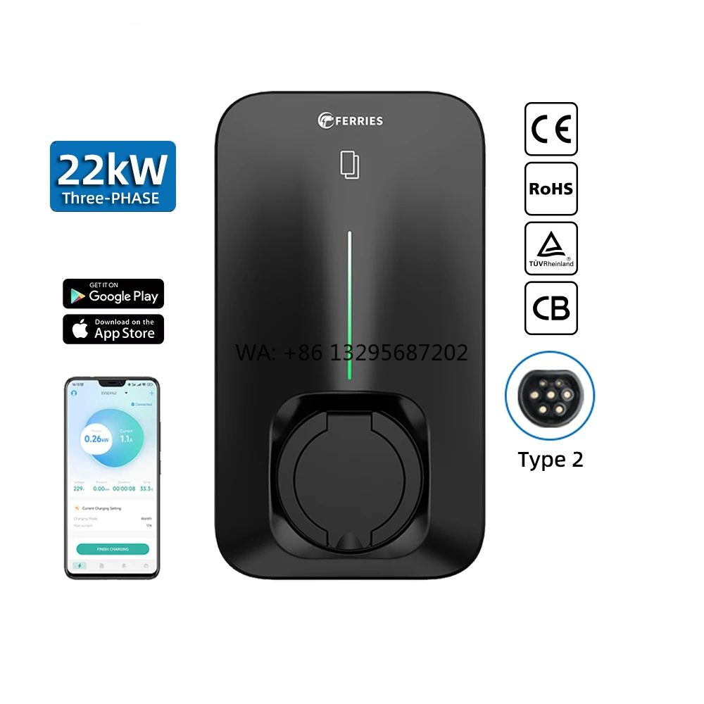 

Настенная зарядная станция для электромобилей 22 кВт 32 А, Уровень 2, с Wi-Fi и управлением через приложение, настенный зарядный блок переменного тока для электромобилей, умное зарядное устройство Type 2 для дома