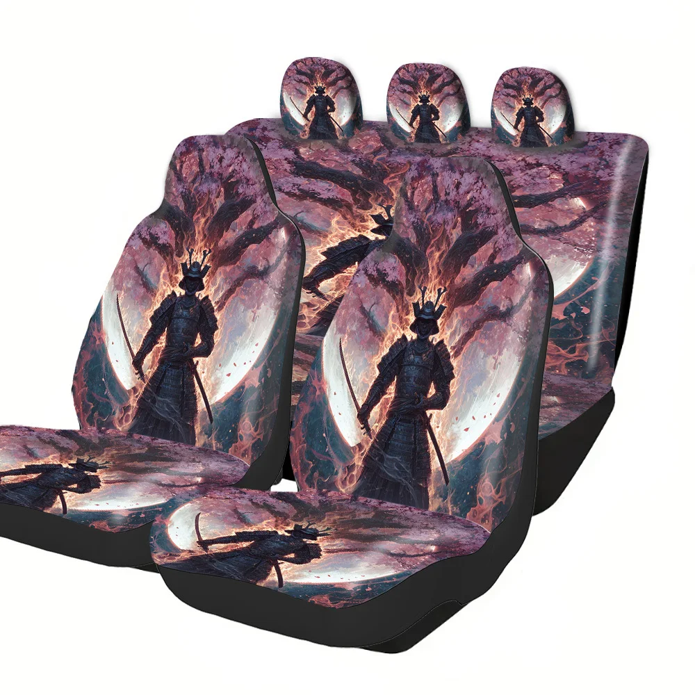 

Комплект чехлов для автомобильных сидений на 2-5 мест, черный принт с изображением боевого коня, легко устанавливаются и можно стирать, подходят для грузовиков, нескользящие, впитывающие влагу, моющиеся.