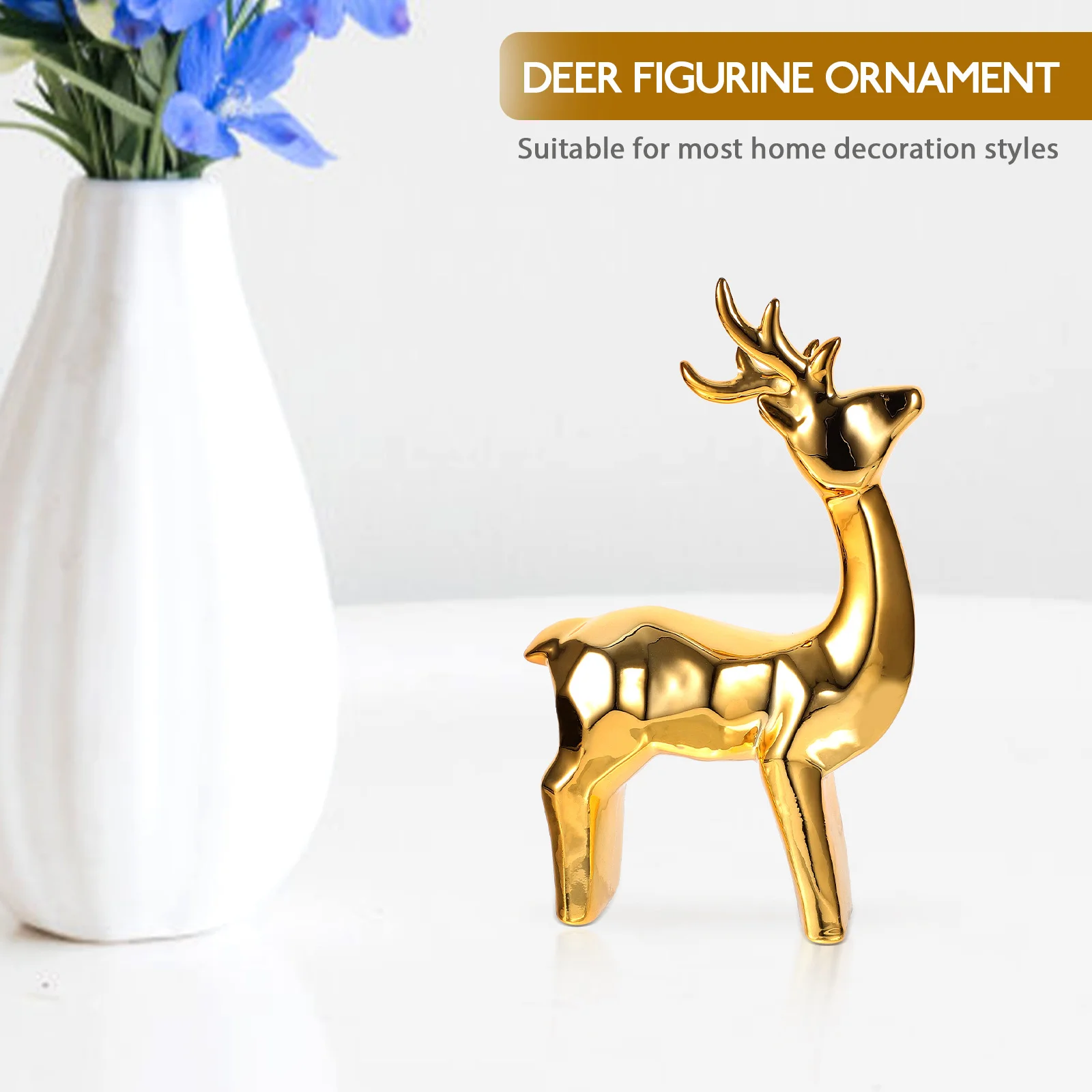 

Ceramic Deer Statue Fine Craftsmanship Elegant Shape for Desktop Living Room Decorative Use Household Deer Sculpture