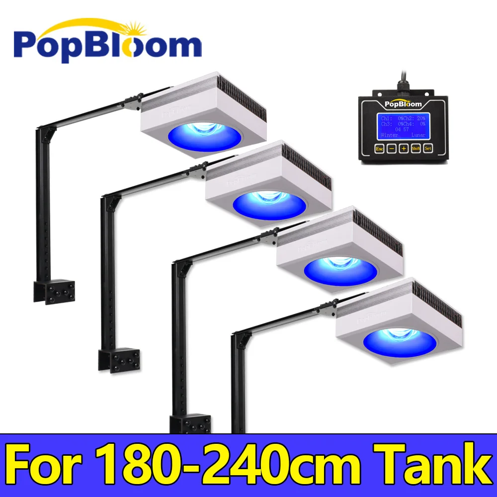 

PopBend-Program Marine LED Aquarium Lighting, Saltwater Aquarium LED Lamp for 180-240CM 72" Coral Reef Fish Tank Lights