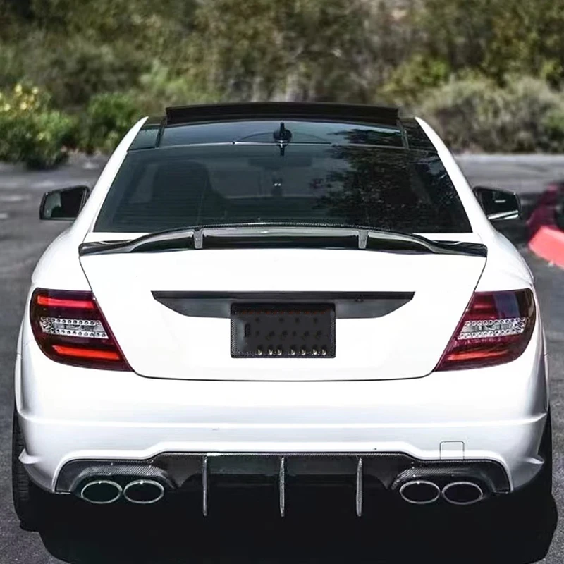 For Mercedes Benz C-Class W204 Coupe 4-Door C63 C200 C230 C260 C280 C300 2007-2014 R Style Carbon Fiber Spoiler Rear Luggage Lid