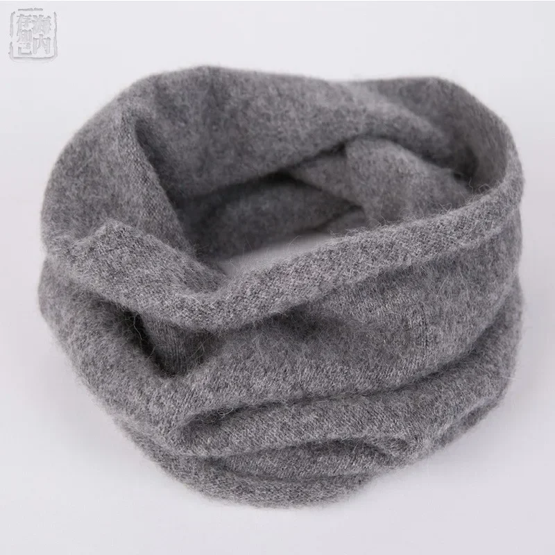 Women Tube Scarf Wool Cashmere Lightweight Neck Ring Warmer Angora Rabbit Hair Cowl Collar Loop Female Soft Knitting Accessories