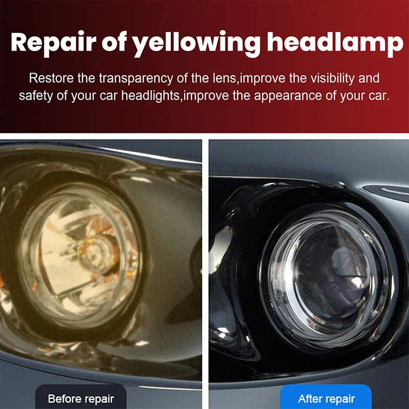 1 Set Headlight Repair Kit, Car Headlight Lampshade Scratches Stains Polishing Refurbishment Brightening Repair Fluid