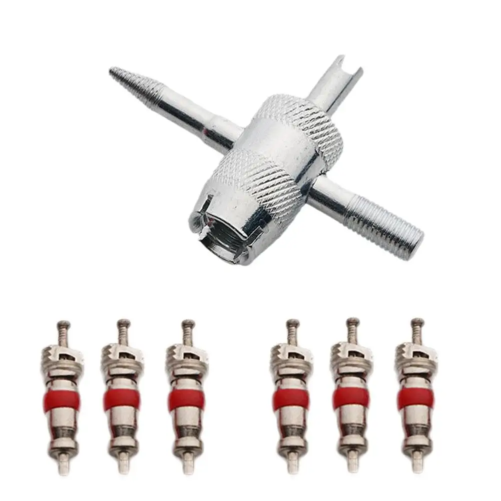 Ferramenta de remoção de válvula de pneu, Valve Core Extrator, Ferramenta de limpeza do carro, 4-em-1, 7pcs