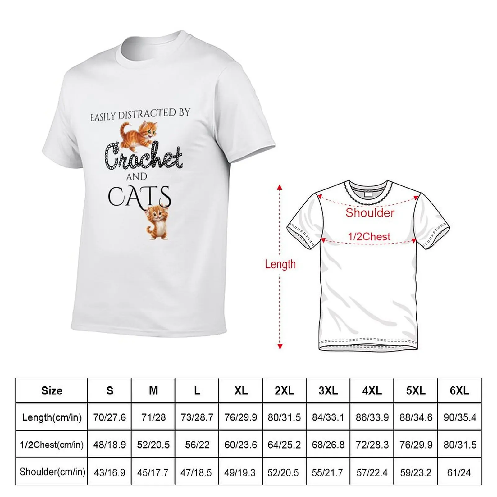 Distracted by crochet and cats T-Shirt Casual Everyday Wear T-Shirt