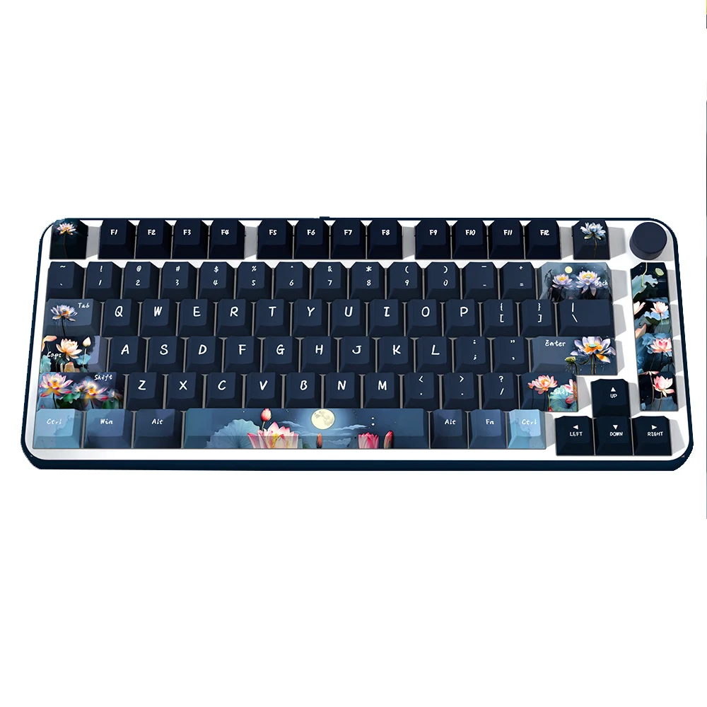 Moonlight Of Lotus Pond Theme PBT Keycaps Cherry Profile Sublimation No Backlit Cross Switch Mechanical Keyboard Caps