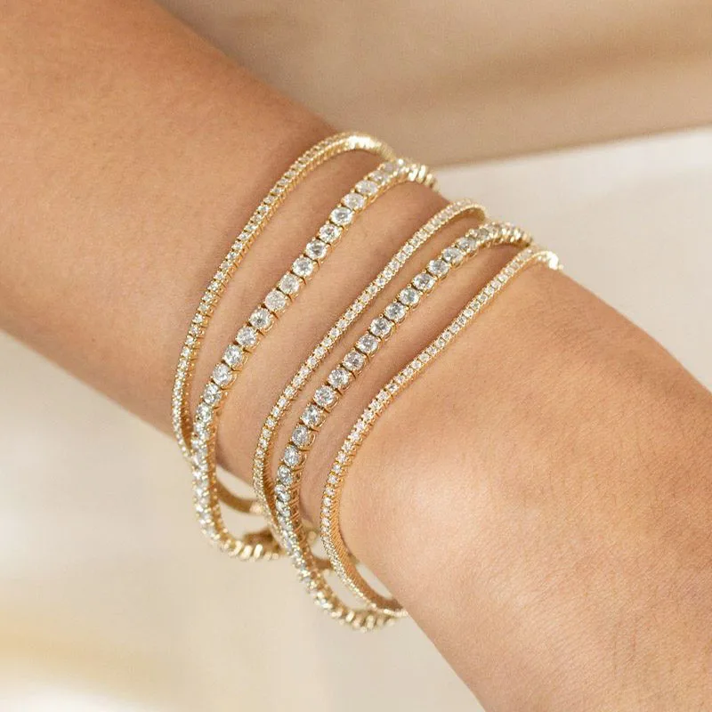 Bransoletki tenisowe do układania w stosy dla kobiet narzeczonych CZ kryształ srebrny kolor ślub przyjaciele prezent damski łańcuch ręczny bransoletki biżuteria