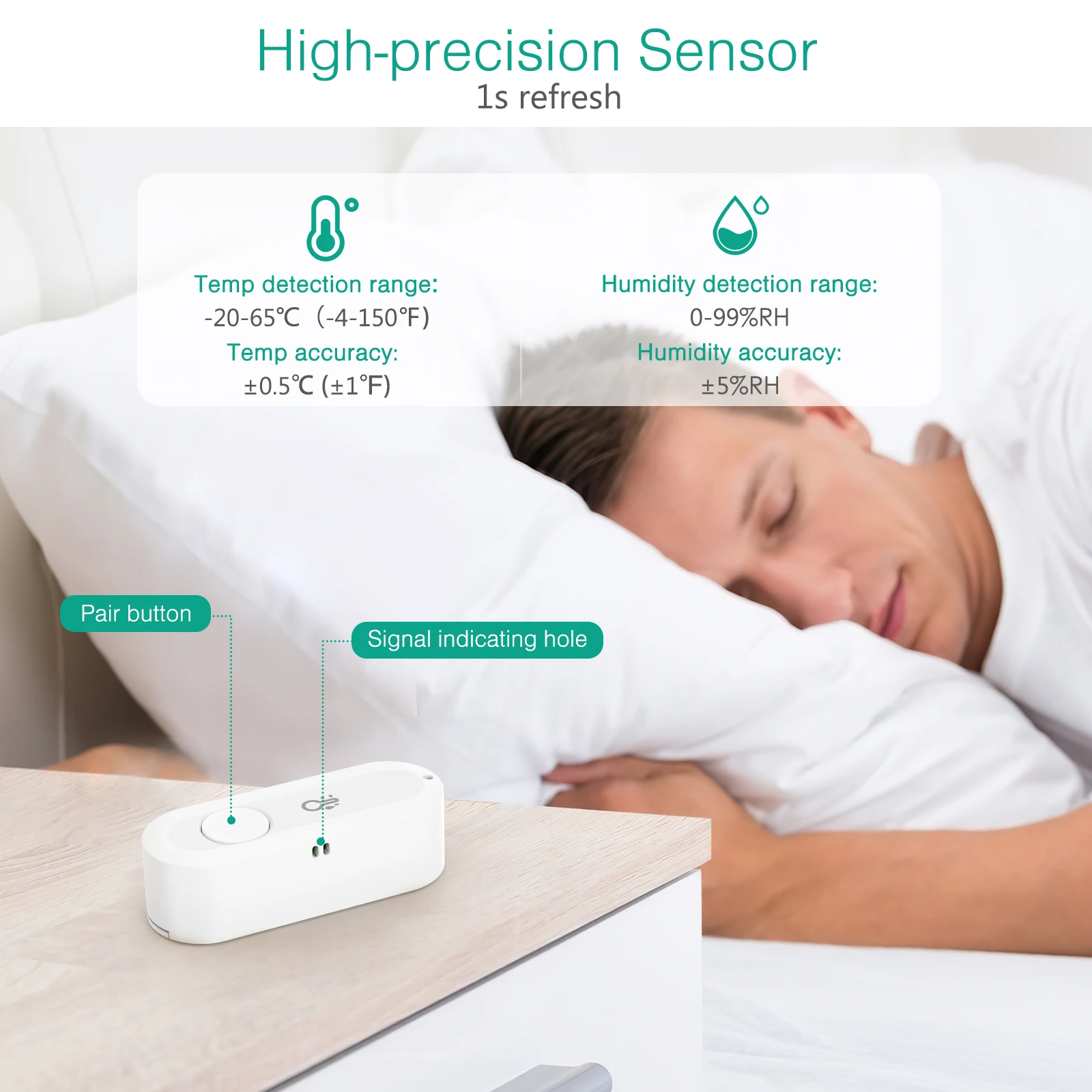 ORIA Higrómetro Bluetooth Termómetro Inalámbrico Sensor Temp Humedad - imagen 3
