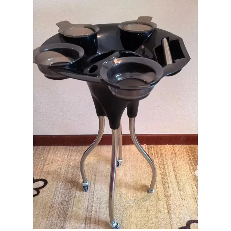 

Salon hair extension tray trolley cart with PU spinner wheel and dyeing bowl
