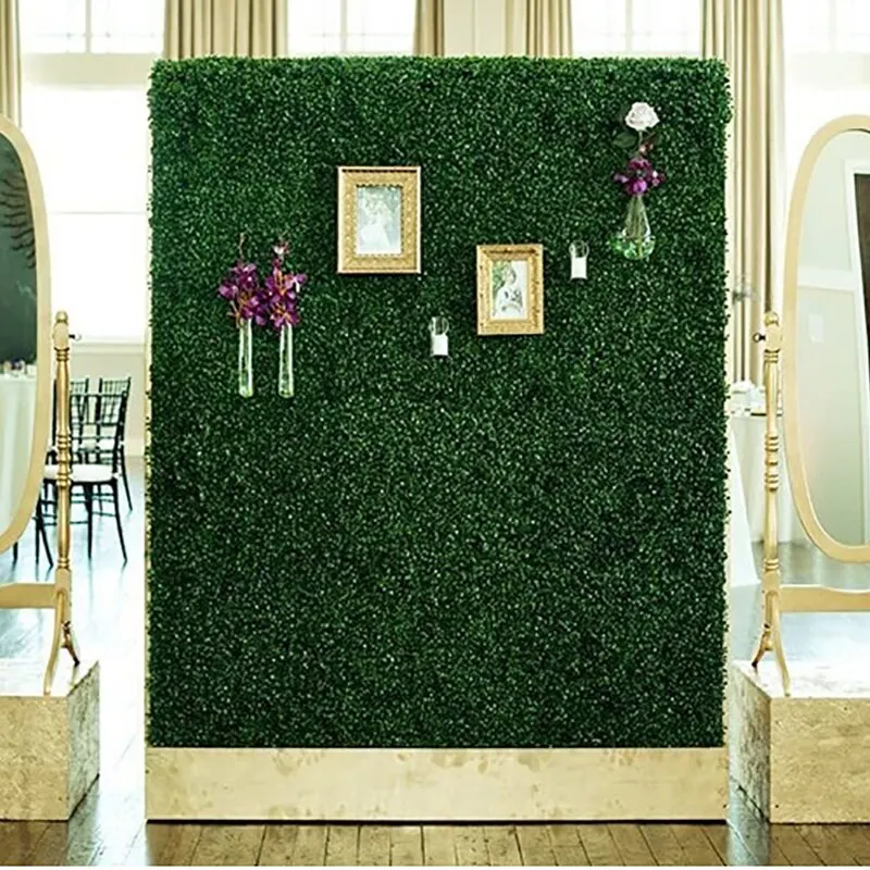 1Pc 25X25cm Artificial Milan Lawn Eucalyptus Green Plant Background Wall Simulation Plastic Plant Carpet Home Wedding Decor