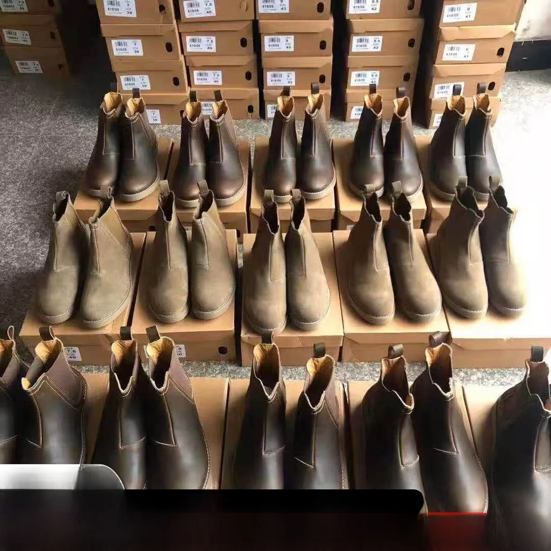 

Briti Sle Men's Faion Chelsea Boots Mad Leather Boots Casual Low Top round Toe Rubber Outsole Autumn Winter