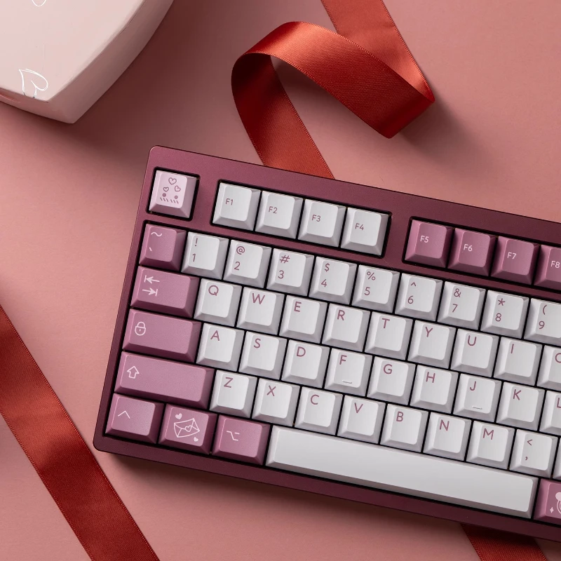 Keycaps PBTfans Blush ABS Keyboard Mekanik Kustom Dua Warna MX Keycaps Pink Lucu Manis Keycaps Cheery Factory Height